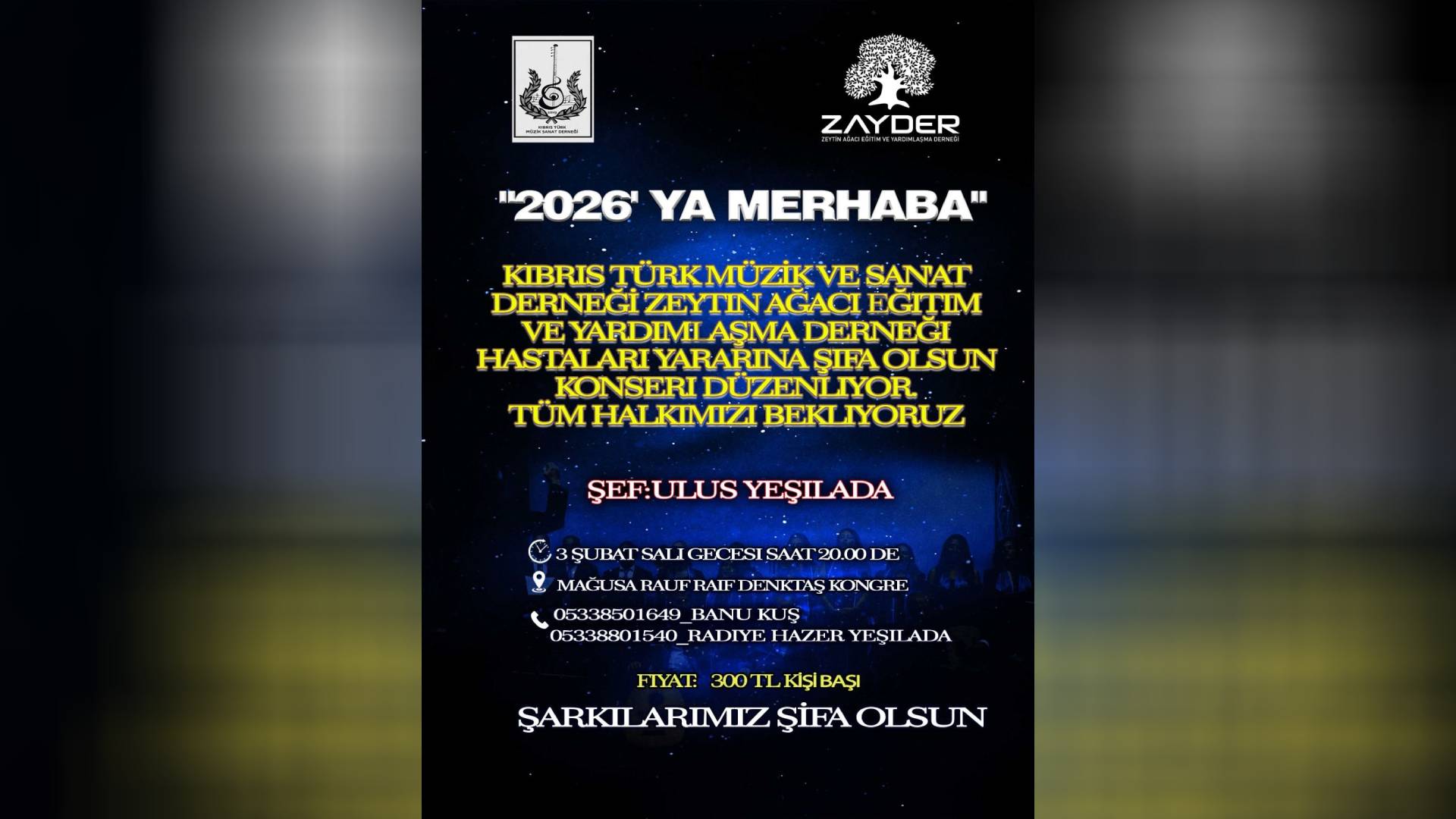 Kıbrıs Türk Müzik ve Sanat Derneği’nden Zayder yararına konser