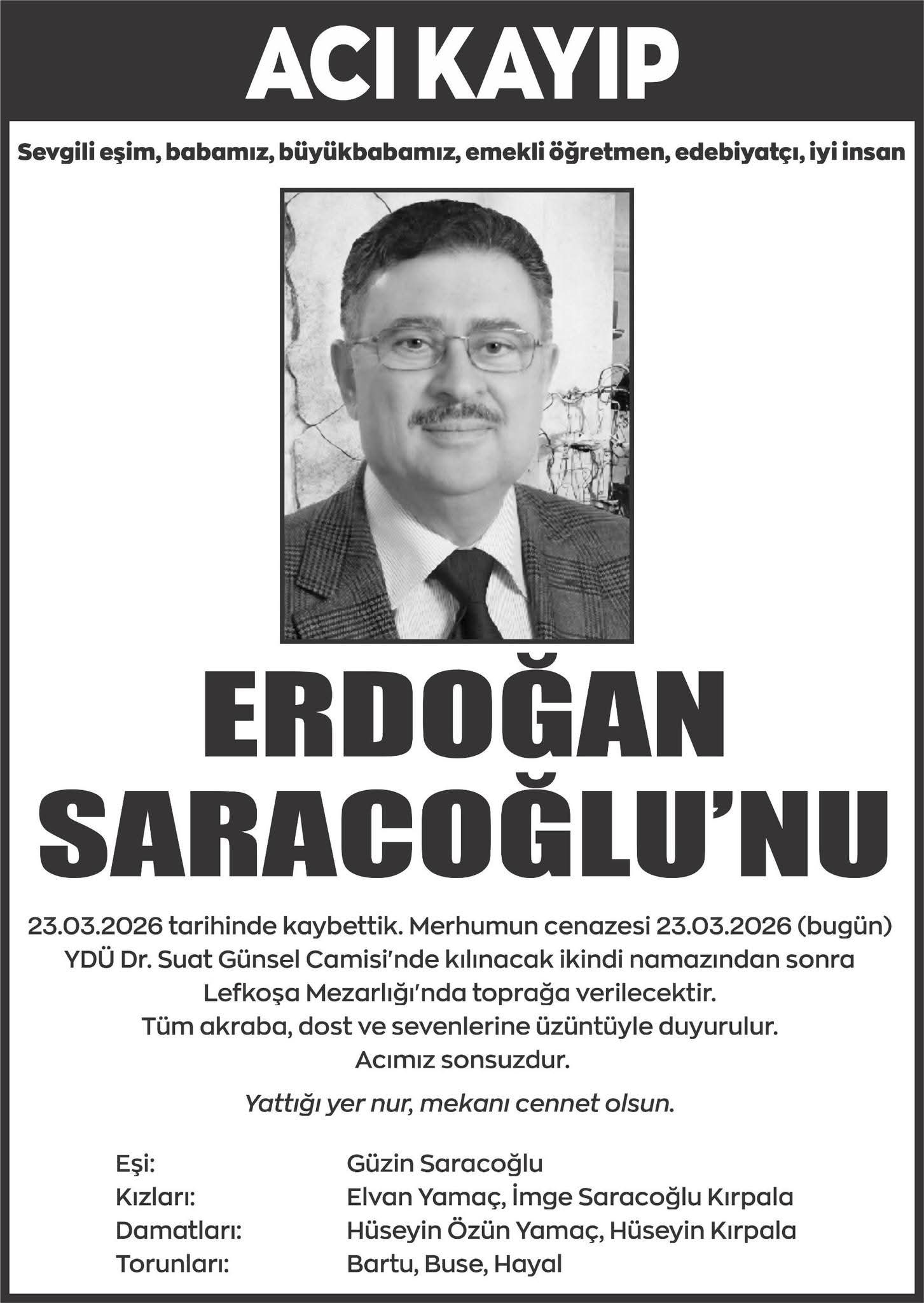 Erdoğan Saracoğlu hayatını kaybetti