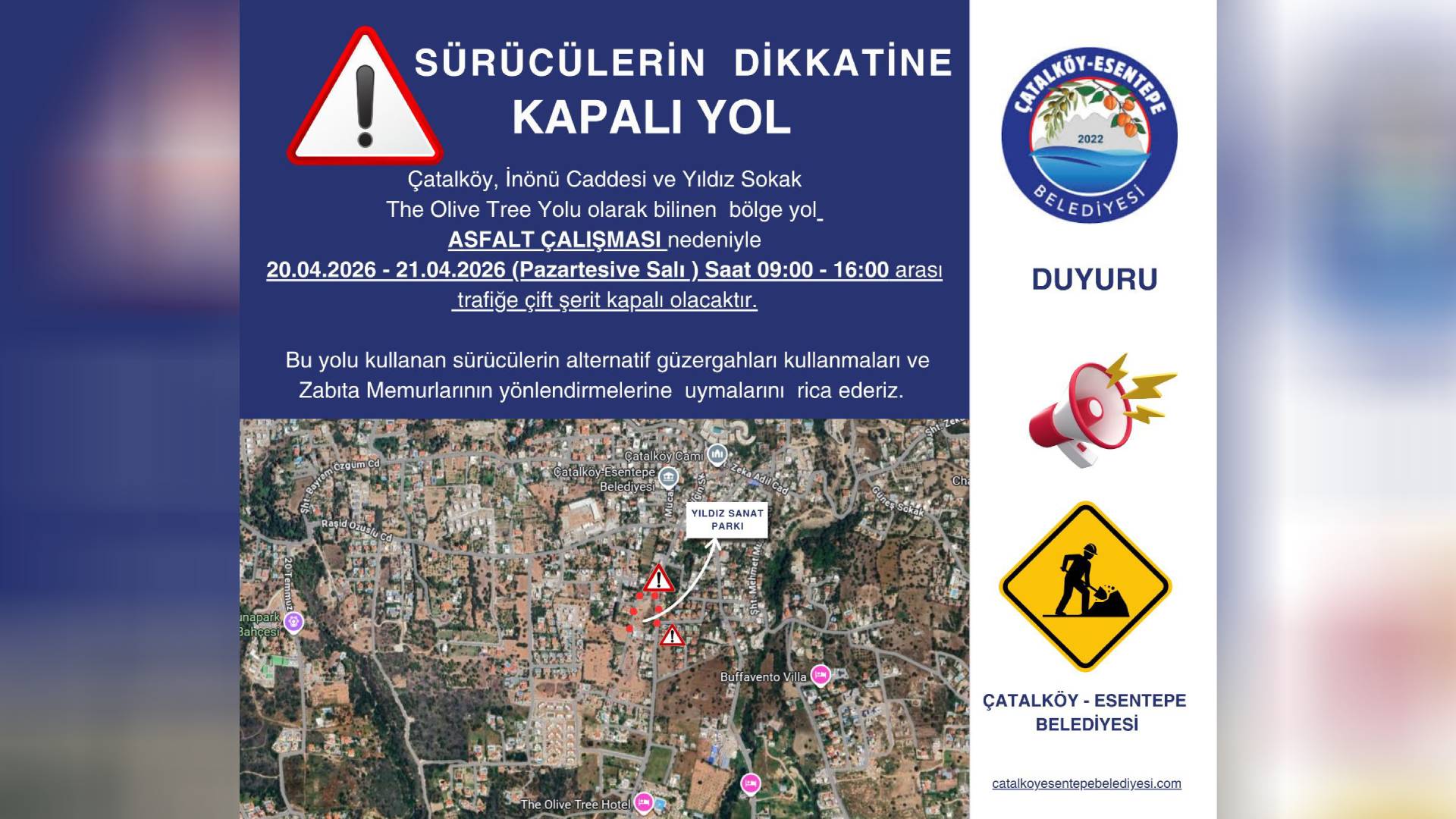 Çatalköy’de yol çalışması: İki gün trafiğe kapanacak